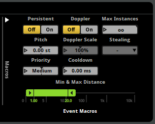 具有最小和最大距离的事件宏
