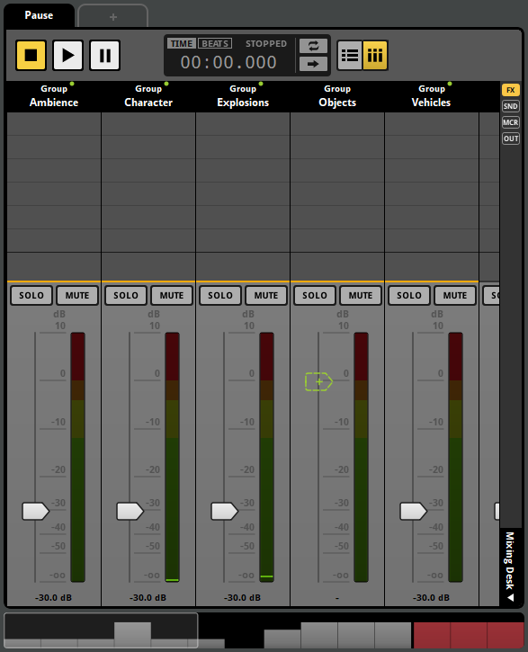选定快照调音台台面