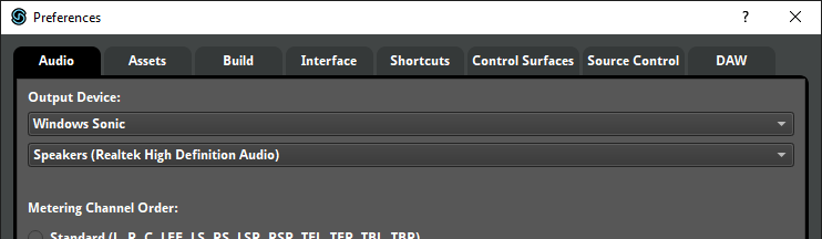 将输出设备设置为 Windows Sonic